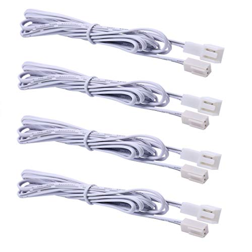 Product Cover Flexible Extendable Cables for Aiboo LED Under Cabinet Lighting Kit White Cord 1.5m (60 inch) Extension Cords (2-pin White Cords, 4 Packs)