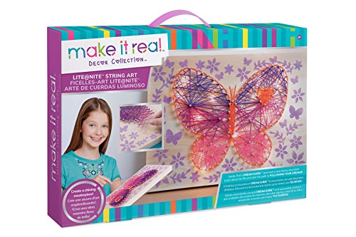 Product Cover Make It Real - Lite@Nite String Art.  LED Light and String Wall Art Kit for Kids Includes Wood Canvas, LED Lights, Paint, Pins and String, and Stencil