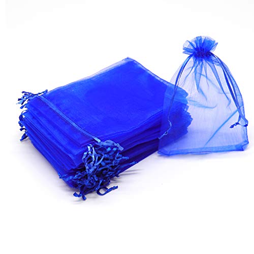 Product Cover Dealglad 100pcs Drawstring Organza Jewelry Candy Pouch Party Wedding Favor Gift Bags (3x4, Royal Blue)