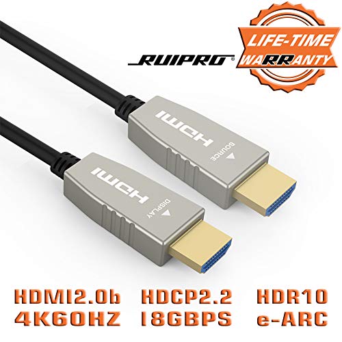 Product Cover RUIPRO HDMI Fiber Cable 33 feet Light High Speed Support 18.2 Gbps 4K at 60Hz HDMI 2.0 Subsampling 4:4:4/4:2:2/4:2:0 Thin Slim and Flexible With Optic Technology 10m