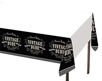 Product Cover Creative Converting Vintage Dude Plastic Banquet Table Cover, 54 by 108-Inch