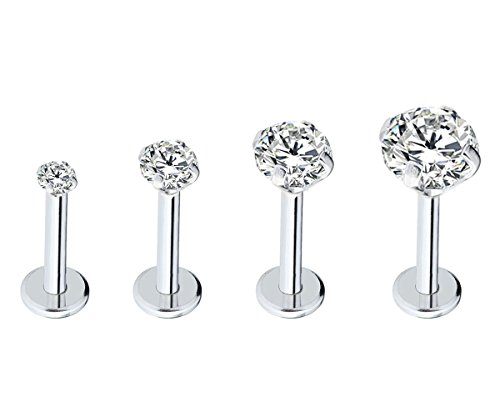 Product Cover Injoy Jewelry 16G Stainless Steel 2-5mm CZ Lip Studs Labret Monroe Nose Tragus Helix Ear Piercing Jewelry