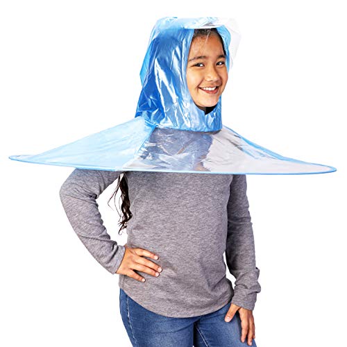 Product Cover Juvale Foldable UFO Umbrella Cap - Waterproof Hands Free Umbrella Rain Hat Headwear Cap, Blue, 11.5 Inches