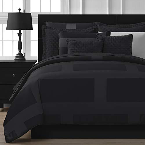 Product Cover Comfy Bedding Frame Jacquard Microfiber 5-piece Comforter Set (Queen, Black)