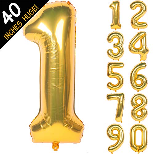 Product Cover 40 Inch Gold Digit Helium Foil Birthday Party Balloons Number 1