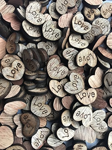 Product Cover NIGHT-GRING 200pcs Rustic Wooden Love Heart Wedding Table Scatter Decoration Crafts Children's DIY Manual Patch