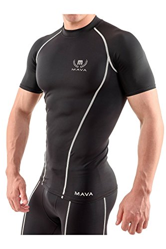 Product Cover Mava Sports Men's Short Sleeve Compression T Shirt - Workout Baselayer Shapewear
