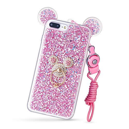 Product Cover DVR4000 3D Luxury Cute Bling Giltter Diamond Mouse Ring Kickstand Strap Phone Case Cover for iPhone 6 Plus/6S Plus 5.5 inch