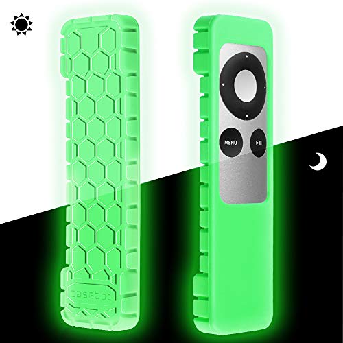 Product Cover Fintie Protective Case for Apple TV 2 3 Remote Controller - Casebot [Honey Comb Series] Light Weight [Anti Slip] Shock Proof Silicone Sleeve Cover, Green Glow