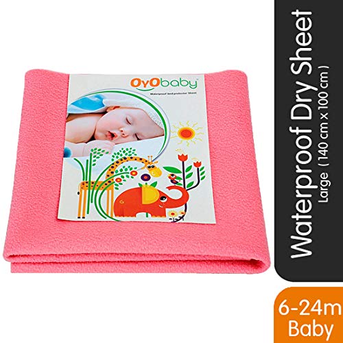 Product Cover OYO BABY - 100% Waterproof Mattress Protector / Hypoallergenic / Anti-slip / Crib Sheets / Pads / Absorbent Sheet / Diaper changing pad cover / mat (Large - ( 140cm X 100cm), Salmon Rose)