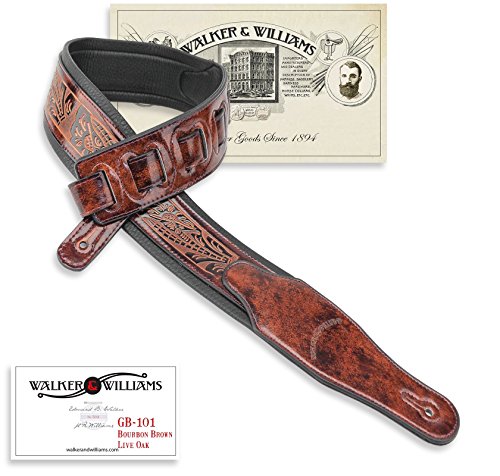 Product Cover Walker & Williams GB-101 Bourbon Brown Padded Leather Strap Classic Live Oak Pattern 