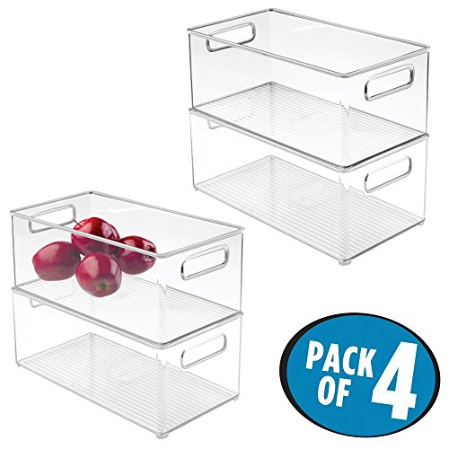 Product Cover Pack of 4 Bins : mDesign Refrigerator and Freezer Storage Organizer Bins for Kitchen - Pack of 4, 8