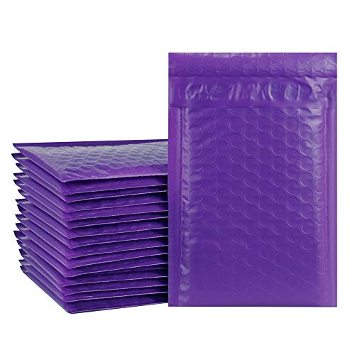 Product Cover UCGOU 4x8 Inches Poly Bubble Mailers Self Seal Purple Padded Envelopes Waterproof Envelopes Pack of 50