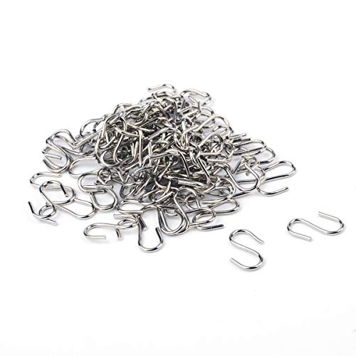 Product Cover Flammi 100pcs 18mm/0.7 Inches Long Tiny Mini S Hooks Connectors for Jewelry, Key Ring, Key Chain, DIY Crafts, Tags