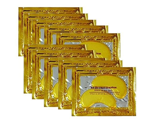 Product Cover 24K Gold Powder Gel Collagen Eye Masks Sheet Patch, Anti Aging,Remove Bags,Dark Circles &Puffiness,Anti Wrinkle,Moisturising,Hydrating,Uplifting Whitening,Remove Blemishes&Blackheads (10 Pair)