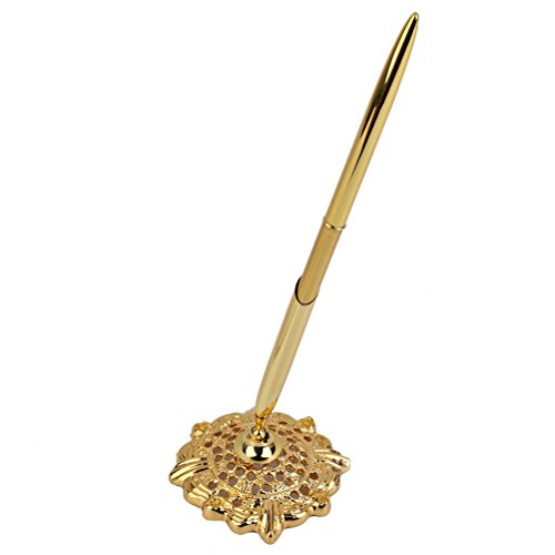 Product Cover NUOLUX Signing Pen Wedding Bridal Signing Pen with Hollow Round Pen Holder (Golden)