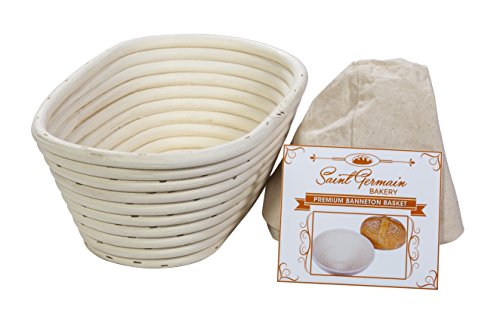 Product Cover (10 x 6 x 4 inch) Premium Oval Banneton Basket with Liner - Perfect Brotform Proofing Basket for Making Beautiful Bread