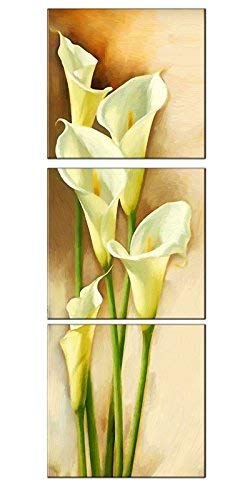 Product Cover Amoy Art -3 Piece Yellow Calla Lily Flowers Modern Painting Prints on Canvas Wall Art Vertical Stretched and Framed Pictures Artwork for Living Room Easy to Hang (12x12inch x3pcs)