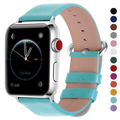 Product Cover Fullmosa Compatible Apple Watch Band 38mm 40mm 42mm 44mm Calf Leather Compatible iWatch Band/Strap Compatible Apple Watch Series 5 Series 4 Series 3 Series 2 Series 1,38mm Sky Blue