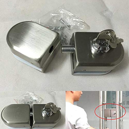 Product Cover GOODKSSOP with 2 Keys Only Fit 10mm -12mm Thickness Single Swing Hinged Frameless Glass Door Locks Durable Metal Chrome Stainless Steel Anti Theft Security Lock