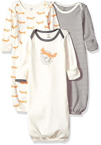 Product Cover Touched by Nature Baby 3-pack Organic Cotton Gown, Fox, 0-6 Months