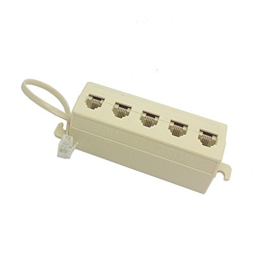 Product Cover GFORTUN Beige RJ11 6P4C Male to 5 Female Outlet Ports Socket Telephone Phone Cable Line Splitter Adapter (1 Pack)