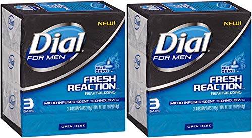 Product Cover Dial For Men Fresh Reaction Bar Soap, Sub Zero, 4 ounce bars, 3 Count (Pack of 2)