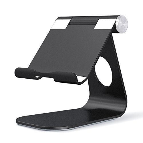 Product Cover OMOTON Adjustable Tablet Stand Compatible with iPad, Tablets (Up to 12.9 inch) and All Cell Phones, Stable Sticky Base, Black