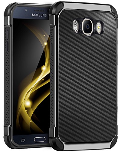 Product Cover Galaxy J7 2016 Case, Galaxy J7 J710 Case, BENTOBEN 2 In 1 Drop Protection Anti-scratch Hybrid PC Laminated with Carbon Fiber Texture Shockproof Protective Case for Samsung Galaxy J7 J710 (2016), Black