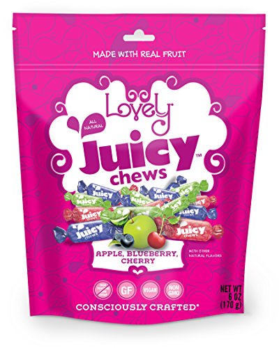 Product Cover All-Natural Original Fruit Chews - Lovely Candy 6oz Bag - Apple, Blueberry & Cherry Assorted Flavors | NON-GMO, VEGAN, Soy-Free, KOSHER & GLUTEN-FREE!