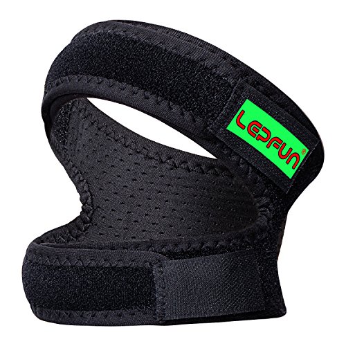 Product Cover Lepfun P3000 Patella Knee StrapAdjustable Dual Strap Band Brace for Knee Support Fit Running Basketball and ArthritisBlack1 Piece11 18