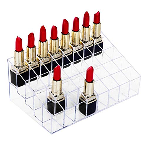 Product Cover Lipstick Holder, HBlife 40 Spaces Clear Acrylic Lipstick Organizer Display Stand Cosmetic Makeup Organizer for Lipstick, Brushes, Bottles, and more