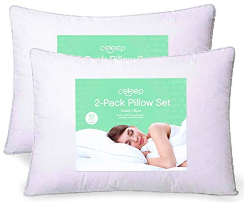 Product Cover Celeep 2-Pack Queen Bed Pillows for Sleeping - 20 x 26 Inches Pillow - 900GSM Ultra Soft Sand Washed Cover, Sleeping Pillows with Lofty Microfiber Filling