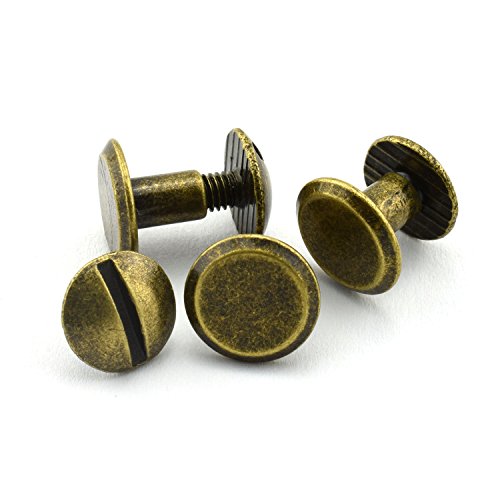 Product Cover 100 PACK Chicago Screws Solid Brass Accessories Nail Rivet Chicago Button For DIY Leather Decoration Round Head Stud Screw BRONZY