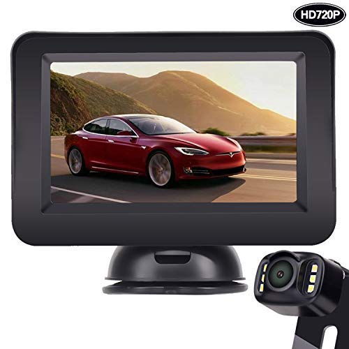 Product Cover LeeKooLuu Backup Camera and Monitor Kit HD 720P Easy Installation for Cars,Trucks,Pickups Waterproof Night Vision Rear/Front View Camera One Power System Reverse/Continuous Use Grid Lines Adjustable
