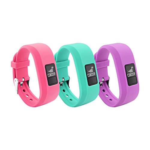 Product Cover BeneStellar 12 Colors Garmin Vivofit JR Bands with Secure Watch Clasp Silicone Replacement Bands for Garmin Vivofit JR (Hot Pink+Teal+Plum)