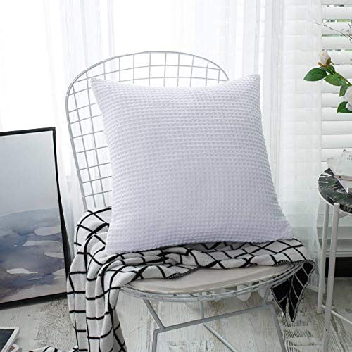 Product Cover PHF 100% Cotton Waffle Euro Sham Cover Home Decorations Square Throw Pillow Cover for Bed Couch Sofa Pack of 2 26