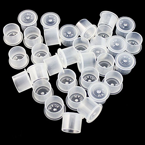 Product Cover Tattoo Ink Caps Small - Yuelong 1000Pcs Hot Sale White Plastic Disposable Microblading Makeup Tattoo Ink Cups With Base, Pigment Ink Caps Sizes 11mm Small for Tattoo Ink,Tattoo Kits,Tattoo Supplies