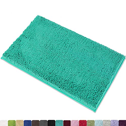 Product Cover MAYSHINE Non-Slip Bathroom Rug Shag Shower Mat Machine-Washable Bath Mats with Water Absorbent Soft Microfibers, 20 x 32 Inches, Turquoise