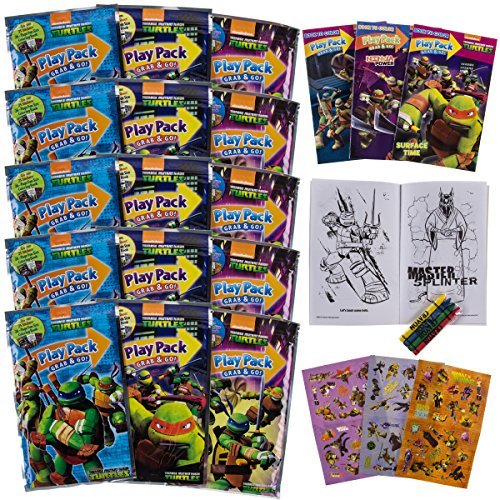 Product Cover Set Of 15 Teenage Mutant Ninja Turtles Play Packs Fun Party Favors Coloring Book Crayons Stickers