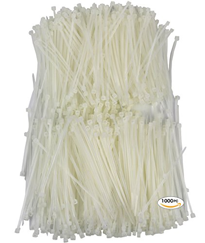 Product Cover 1000 Premium Heavy Duty 4 Inch Zip Ties | White Nylon Cable Ties | XGS Wire Ties by APTronix (4 Inch, White)