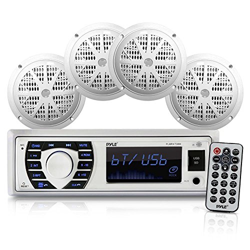 Product Cover Pyle Bluetooth Marine Stereo Receiver & Speaker System Kit 6.5 Waterproof Speakers - White