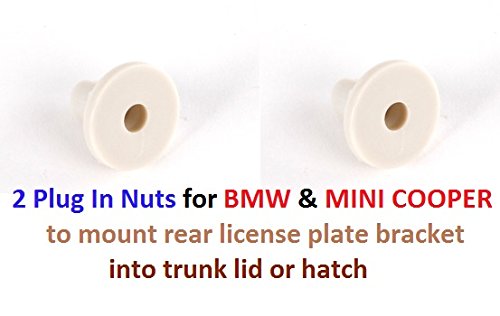 Product Cover 2 Plug in Nuts for BMW & Mini Cooper to Mount Rear License Plate Bracket into Trunk lid or Hatch
