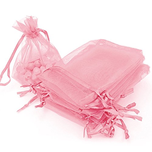 Product Cover Organza Bags 100pcs 4 x 6 Inch Gift Bags Organza Drawstring Pouch Jewelry Party Wedding Favor Party Festival Gift Bags Candy Bags (Pink)