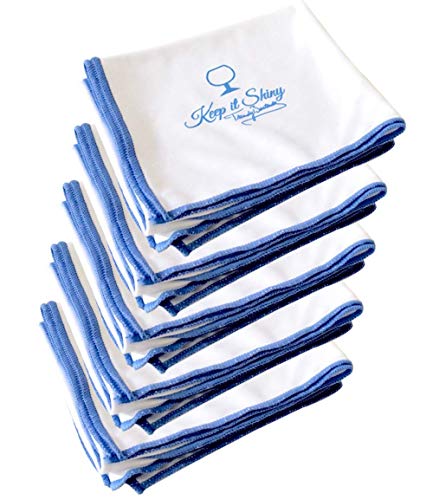 Product Cover Trendy Bartender Microfiber Glass Polishing Cloth (5 Pack) - 25x20 inch - Premium Quality Lint-Free Cleaning Cloth for Stemware, Windows, Etc - Bar Towel for Streakfree Results (White)