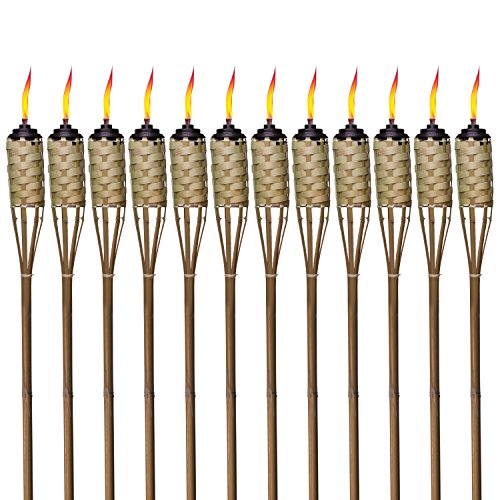Product Cover TIKI Brand 1118137 Brown Easy Pour 12-Pack 57 Inch Tiki Torch Bamboo Classic Weave