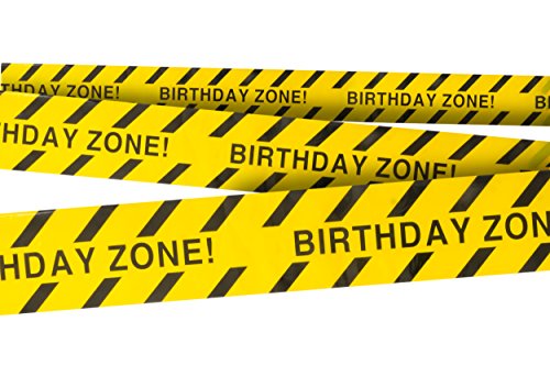 Product Cover Birthday Zone Party Tape • 3 in. Wide X 100 Ft. Long • High Visibility • Tear Resistant Design • Great for Construction-Themed Parties
