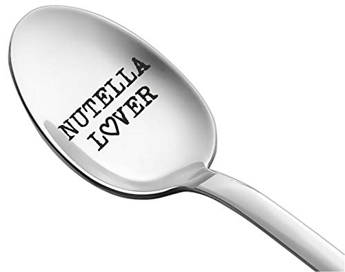 Product Cover Engraved Spoon Nutella Lover by Weenca - Sturdy Long Handle Spoon - Simple and Elegant with a Mirror Finish - Long Lasting Inscription - Hard to Bend