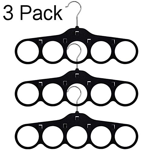 Product Cover Closet Organizers Velvet Scarf Hangers of 3 pack, No Snag Closet Organization Storage Holder for Scarves, Men's Ties, Women's Shawls, Pashminas, Belts, Accessories, Clothes, Keeps Neat and Wrinkle Fre
