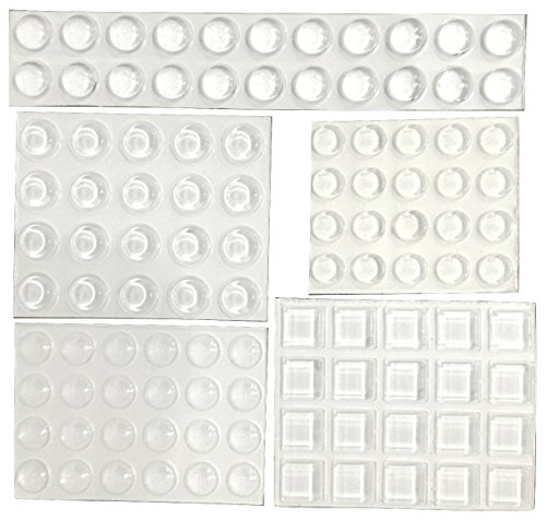 Product Cover Clear Adhesive Bumper Pads 106-PC Combo Pack (Round, Spherical, Square) - Made in USA - Sound Dampening Transparent Rubber Feet for Cabinet Doors, Drawers, Glass Tops, Picture Frames, Cutting Boards
